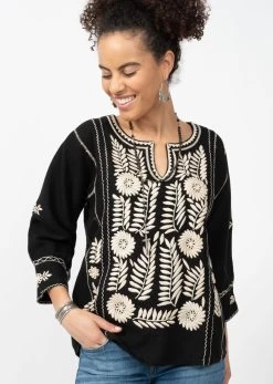 LONGSLEEVE EMBROIDERED BLOUSE 14 LONGSLEEVE EMBROIDERED BLOUSE -Western Fashion Gloria Black 3
