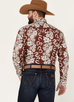Roper Men's West Made Hawaiian Floral Print Long Sleeve Western Snap Shirt 9 Roper Men's West Made Hawaiian Floral Print Long Sleeve Western Snap Shirt -Western Fashion HHHH