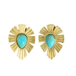 CHRISTINA GREENE GOLD & BOLD STUD TURQUOISE EARRING