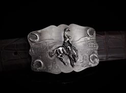 COMSTOCK HERITAGE MORGAN SCENE, BRONCO & HORSESHOES BELT BUCKLE