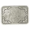 RECTANGLE SCROLL ROPE EDGE BUCKLE -Western Fashion Nocona Silver Rectangle Floral Scroll Belt Buckle S 1 45026.1612281218