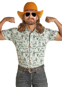 ROCK AND ROLL DENIM CONVERSATIONAL DALE SHORT SLEEVE SHIRT