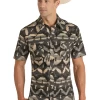 ROCK AND ROLL DENIM SHORT SLEEVE PAISLEY VINTAGE SNAP SHIRT