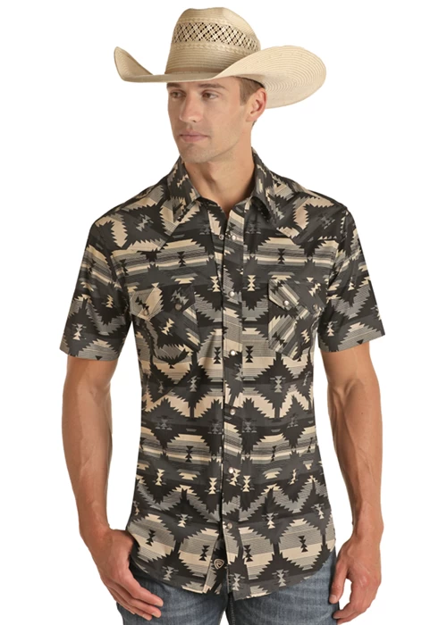 ROCK AND ROLL DENIM SHORT SLEEVE PAISLEY VINTAGE SNAP SHIRT 3 ROCK AND ROLL DENIM SHORT SLEEVE PAISLEY VINTAGE SNAP SHIRT