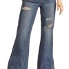 ROCK AND ROLL DENIM WOMEN'S HIGH RISE PALAZZO FLARE JEANS -Western Fashion RRWD8HR0GX Front 54109