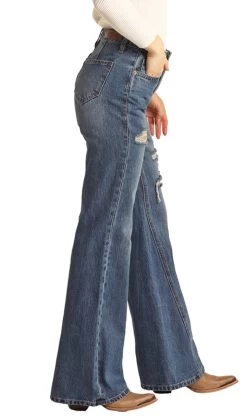 ROCK AND ROLL DENIM WOMEN'S HIGH RISE PALAZZO FLARE JEANS -Western Fashion RRWD8HR0GX Side 10811