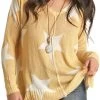 ROCK AND ROLL DENIM STARS SWEATER- MUSTARD -Western Fashion RRWT32R0ZE AZ 75807