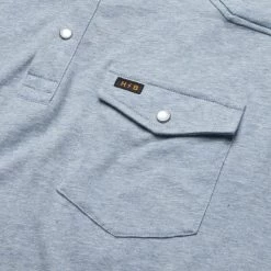 HOWLER MEN'S Ranchero Polo 10 HOWLER MEN'S Ranchero Polo -Western Fashion S23 SS Shirts Ranchero Polo Vintage Blue Heather Detail