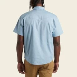 HOWLER MEN'S Crosscut Deluxe Shortsleeve Shirt -Western Fashion S23 SS Shirts Crosscut Deluxe SS Beach Blooms Blue Chambray Back 5aecb41a 39a8 4936 9455 d12a140987cc
