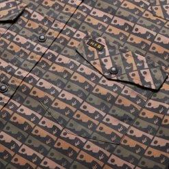 HOWLER MEN'S H Bar B Snapshirt- ANTIQUE BLACK -Western Fashion S23 SS Shirts HBarB Los Arroyos Antique Black Detail