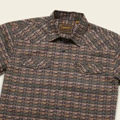 HOWLER MEN'S H Bar B Snapshirt- ANTIQUE BLACK -Western Fashion S23 SS Shirts HBarB Los Arroyos Antique Black Flat Angle
