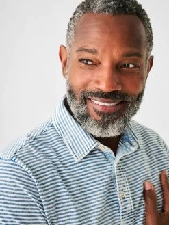 FAHERTY INDIGO STRIPE POLO -Western Fashion SP23 faherty mens MKC0121 SWI SS INDIGO POLO SALT WASH INDIGO STRIPE detail 1 1000x 54ce5b2d c94e 4559 b167 55292ca3151f