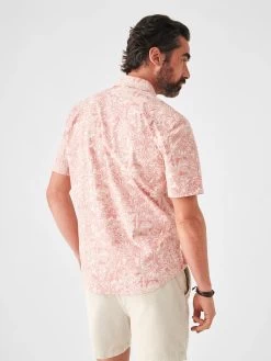 Faherty Short-Sleeve Stretch Playa Shirt -Western Fashion SP23 faherty mens MWS2306 CTP SS STRETCH PLAYA SHIRT CORAL TILE PRINT back 1 2000x edb689b4 8e8e 47a5 ad32 d1cbe8312f10