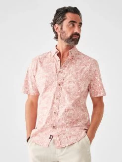 Faherty Short-Sleeve Stretch Playa Shirt -Western Fashion SP23 faherty mens MWS2306 CTP SS STRETCH PLAYA SHIRT CORAL TILE PRINT crop 1 2000x fb83c113 fee4 44d5 ae4f a3f015836a45