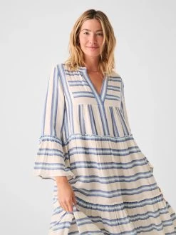Faherty Dream Cotton Gauze Vida Midi Dress -Western Fashion SP23 faherty womens WDS2354 BBJ DREAM COTTON GAUZE VIDA MIDI DRESS BLUE BAJA crop 1 2000x b584a2ac 67f0 424c 9f63 352046732665