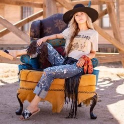 AGAVE SKY COWHIDE SLIDE SANDAL- SALT & PEPPER -Western Fashion Slide pic 52208