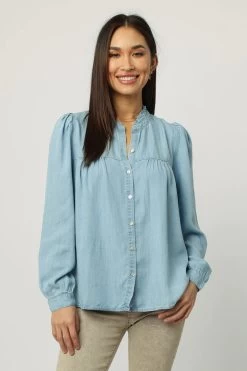 DEAR JOHN WOMEN'S KYLIE LONG SLEEVE SHIRT AIRY BLUE