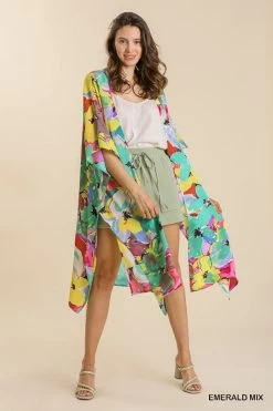 UMGEE LONG WITH SIDE SLITS KIMONO -Western Fashion a0269 emerald mix 2