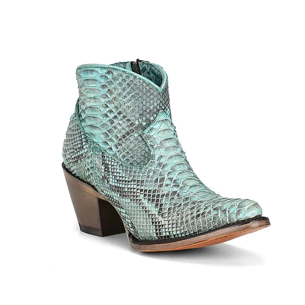 Corral Boots Corral Women's Full Python Turquoise Round Toe Booties 3 Corral Boots Corral Women's Full Python Turquoise Round Toe Booties