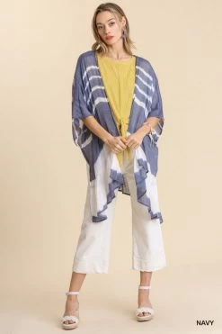 UMGEE SIDE SLITS RUFFLE HEM KIMONO 7 UMGEE SIDE SLITS RUFFLE HEM KIMONO -Western Fashion a6616 navy 2 2