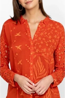 JOHNNY WAS ROCHELLE BUTTON UP BLOUSE -Western Fashion c10223 3 cherry tomato 5 1