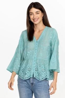 JOHNNY WAS INGRID REVEKA BLOUSE -Western Fashion c10423 2 marine blue 3
