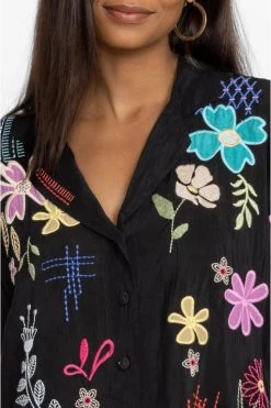 JOHNNY WAS KIKI APPLIQUE BLOUSE -Western Fashion c14323 4 blk 5