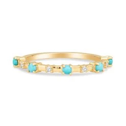 ALYSSA 14K TURQUOISE DAINTY RING WITH WHITE DIAMONDS