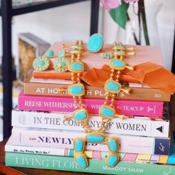 CHRISTINA GREENE SQUASH BLOSSOM TURQUOISE NECKLACE -Western Fashion christina greene jewelry turquoise and gold squash blossom statement necklace 3 600x 35964b15 74c5 47e5 893c 679a460dc575