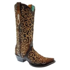 Corral Boots CORRAL WOMEN'S CHOCOLATE LAMB OVERLAY AND EMBROIDERY BOOT -Western Fashion corral a4994467 39c4 4ec4 82cf 6bd81f69c918