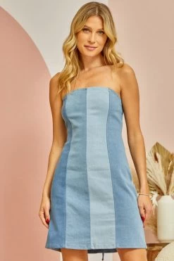 DENIM MIX DRESS -Western Fashion d10630 denim mix 7