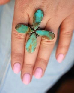 4 TURQUOISE TEARDROPS RING- SIZE 6 -Western Fashion image 1b9da2d2 2cba 49ce b674 f07d072722e8