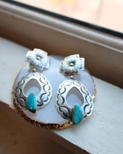 OPEN CONCHO OVOID TURQUOISE STONE EARRING -Western Fashion image 735db19b ba66 46dd a1ab 5762dc62bde0