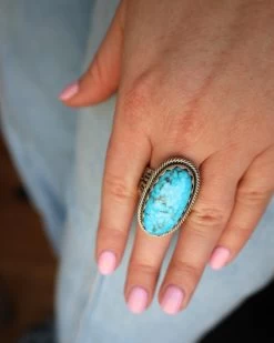 TURQUOISE OVAL TEXTURED BAND RING- SIZE 10 -Western Fashion image 7b1a42e4 86ab 471a ae46 b68f6f20ff83