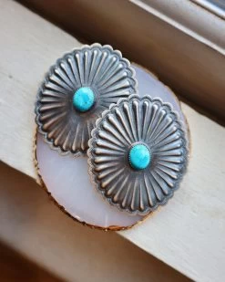 EXTRA LARGE CONCHO WITH TURQUOISE OVAL POST EARRINGS