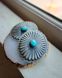 EXTRA LARGE CONCHO WITH TURQUOISE OVAL POST EARRINGS -Western Fashion image 9a7a45af 735d 401c ac6f 4768ee4bb35e