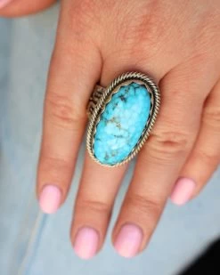 TURQUOISE OVAL TEXTURED BAND RING- SIZE 10 -Western Fashion image 9b8248bc 48f0 4f01 ae3f 2489dd84311f