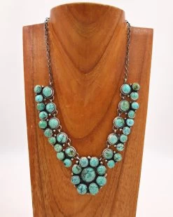 Green Turquoise Rounds Necklace And Earring Set -Western Fashion image c4a8168b d24b 4c55 a204 aa0402432d2a