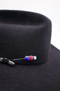Peyote Bird Turquoise, Purple And Blue Stick Hat Pin