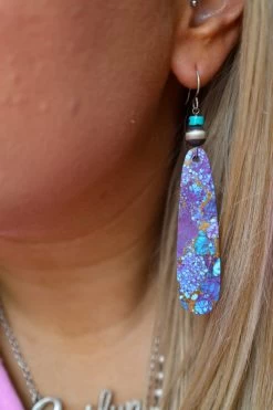 Peyote Bird Long Purple, Turquoise And Gold Slab Navajo Pearl Earring 11 Peyote Bird Long Purple, Turquoise And Gold Slab Navajo Pearl Earring -Western Fashion image eef1410e 119a 4cf7 8b0a 9d4855885d99