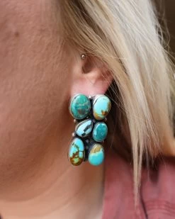 6 TURQUOISE CLUSTER POST EARRING -Western Fashion image f78923e0 75a4 44be 9a25 e94f88645db9