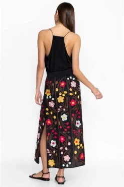 JOHNNY WAS JONI HIGH SLIT LINEN SKIRT -Western Fashion j71723 4 blk 4