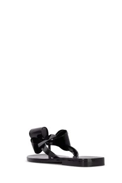 JEFFREY CAMPBELL SUGARY JELLY WITH BOW SANDAL- BLACK SHINY -Western Fashion sugary flat sandal jeffrey campbell 287571 1365x 1208966b 4003 4886 90a7 5b557ec76b34