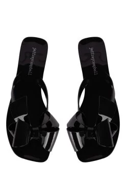 JEFFREY CAMPBELL SUGARY JELLY WITH BOW SANDAL- BLACK SHINY -Western Fashion sugary flat sandal jeffrey campbell 435282 1365x 4a309dce f62c 40ff adad 5123367a5cdf