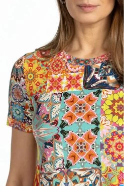 JOHNNY WAS KALIEDA FAVORITE SHORT SLEEVE CREW NECK SWING TEE -Western Fashion t11223 1 mti 5