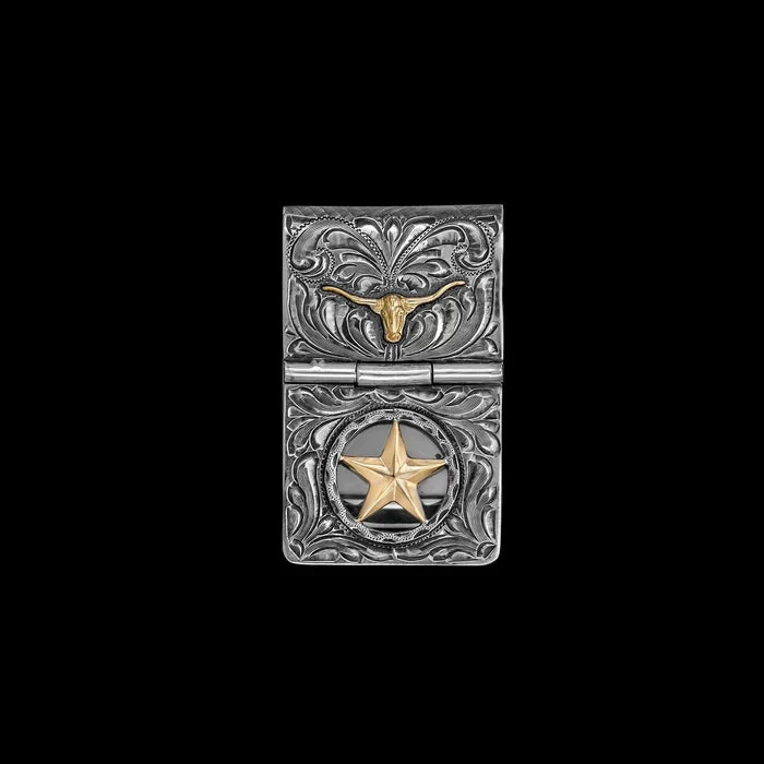 VOGT STAR & LONGHORN WIDEHINGED MONEY CLIP 3 VOGT STAR & LONGHORN WIDEHINGED MONEY CLIP