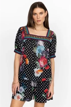 JOHNNY WAS POLKALONA SQUARE NECK BLOUSE -Western Fashion w18523 3 mti 3