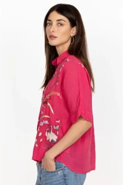 JOHNNY WAS GENIVEVE RELAXED DOLMAN BLOUSE -Western Fashion w19923 2 rose red 3