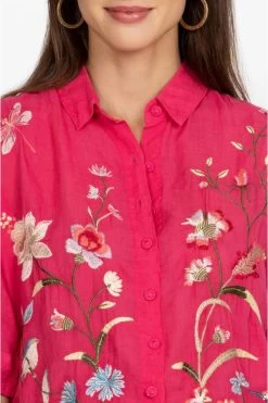 JOHNNY WAS GENIVEVE RELAXED DOLMAN BLOUSE -Western Fashion w19923 2 rose red 5