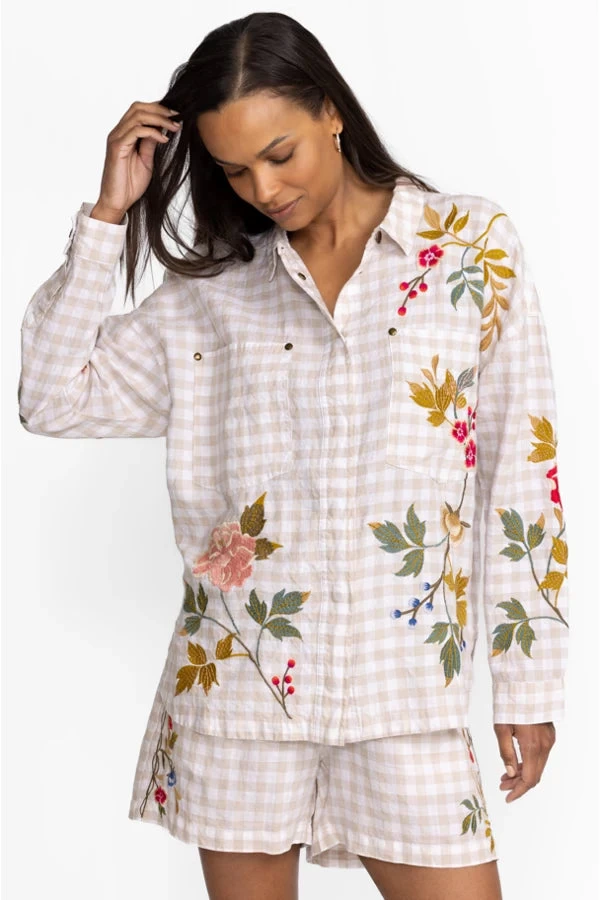 JOHNNY WAS ADELE GINGHAM POCKET BLOUSE 3 JOHNNY WAS ADELE GINGHAM POCKET BLOUSE